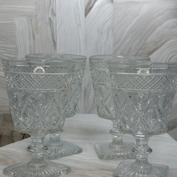 Set of 2 Vintage Imperial Glass Cape Cod Clear Low Water Goblets - Picture 2 of 8